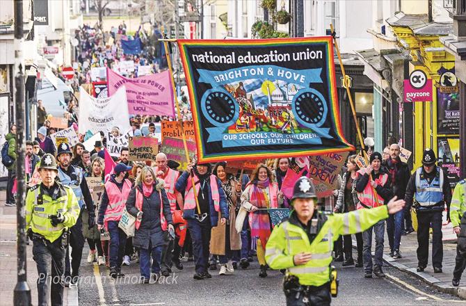 Protest of teachers union in Britain.
